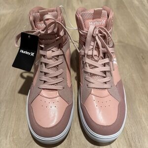 Hurley Breakhigh Shoes Men's Size 11High Top Fashion Sneakers Pink and White NEW